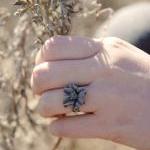 Grey Lily Flower Adjustable Vintage Style Ring -..