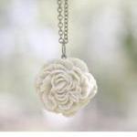 Cream-ivory Peony Flower Necklace Bridal Jewelry -..