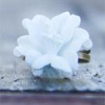 White Lily Flower Adjustable Ring Vintage Style -..