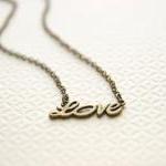 Love Necklace Antique Brass Tone Bridesmaid Gifts..