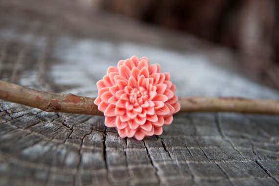 Large Pink Chrysanthemum Flower Adjustable Ring & Perfect For Bridesmaid Gifts - Magnolia
