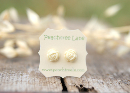 Cream Ivory Rose Flower Post Earrings // Bridesmaid Gifts // Maid of Honor Gifts // Bridal Shower Gifts